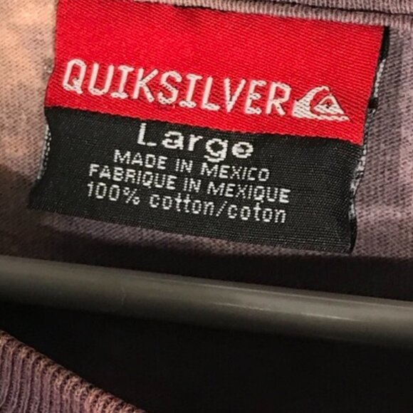 QUIKSILVER Tee Shirt Size Large Acid Wash Bleached T-shirt Crop Cropped Short - Picture 2 of 6